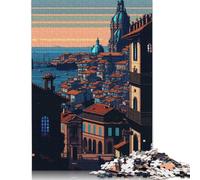 Puzzle da 1000 pezzi per adulti, puzzle pixel art della città di Porto per adulti e puzzle in legno, decorazioni per la casa, regali per le vacanze, 38x26 cm/1000 pezzi
