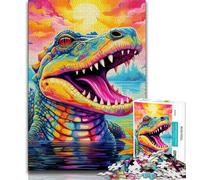 Puzzle da 1000 pezzi per adulti, puzzle psichedelici con coccodrillo del Nilo per adulti, gioco per famiglie, antistress, sfida difficile, adatto alle coppie (dimensioni 38x26cm)