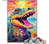 Puzzle da 1000 pezzi per adulti, puzzle psichedelici con coccodrillo del Nilo, realizzati in cartone, regalo di Natale, ideali per ufficio, camera da letto, soggiorno, 1000 pezzi(26x38cm)