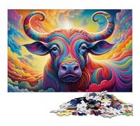Puzzle da 1000 pezzi per adulti, puzzle psichedelico a forma di bufalo, gioco per adulti, regalo per famiglie, gioco interattivo, sfida mentale, 50x75CM/19,68x29,52 pollici