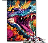 Puzzle da 1000 pezzi per adulti, puzzle psichedelico con coccodrillo del Nilo, perfetto per il divertimento in famiglia a Natale, Ringraziamento, compleanni e Pasqua (dimensioni: 50x75cm)