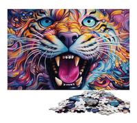 Puzzle da 1000 pezzi per adulti, puzzle psichedelico con tigre, gioco per adulti, regalo per famiglie, gioco interattivo, sfida per la mente, 50x75CM/19,68x29,52 pollici