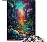 Puzzle da 1000 pezzi per adulti, puzzle psichedelico "Strada del teschio", in legno, gioco interattivo per famiglie, decorazione fai da te per la casa, stimolante rompicapo, 1000 pezzi(50x75cm)