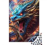 Puzzle da 1000 pezzi per adulti, puzzle quadrati raffiguranti il drago furioso, per adulti e adolescenti, puzzle in legno, decorazioni artistiche per la casa, 1000 pezzi (75x50 cm)