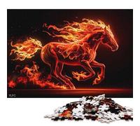 Puzzle da 1000 pezzi per adulti, puzzle quadrato con animali a forma di cavallo di fuoco per adulti e puzzle in legno, decorazioni per la casa, regali di Natale, 1000 pezzi (75x50 cm)