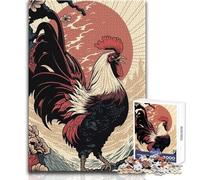 Puzzle da 1000 pezzi per adulti, puzzle regalo, gallo, ukiyo-e giapponese, gioco rompicapo antistress, fantastici regali e giocattoli (dimensioni 38x52cm)