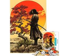 Puzzle da 1000 pezzi per adulti puzzle retrò con samurai al tramonto gioco pratico di analisi e logica difficile e stimolante (dimensioni 38x52cm)