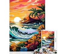 Puzzle da 1000 pezzi per adulti puzzle retrò con tramonto sulla spiaggia giocattolo educativo regali di Babbo Natale segreto gioco rompicapo Ogni pezzo è unico - (dimensioni 50x75cm)