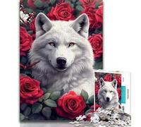 Puzzle da 1000 pezzi per adulti, puzzle Rose Wolf per adulti, gioco per famiglie, antistress, sfida difficile, adatto alle coppie (dimensioni 38x26cm)