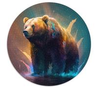 Puzzle da 1000 pezzi per adulti, puzzle rotondi con orso bruno, per rompicapo da 1000 pezzi, gioco interattivo per famiglie, adatto dai 14 anni in su, 67,5x67,5 cm