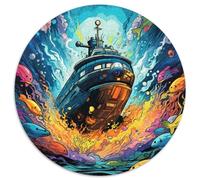 Puzzle da 1000 pezzi per adulti, puzzle rotondi di carta con sottomarini colorati, ideali per il divertimento in famiglia, regalo perfetto per feste e compleanni 67,5x67,5 cm