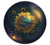 Puzzle da 1000 pezzi per adulti, puzzle rotondi in cartone con girasole cosmico, perfetti per il divertimento in famiglia a Natale, Ringraziamento, compleanni e Pasqua (dimensioni 67,5x67,5 cm)