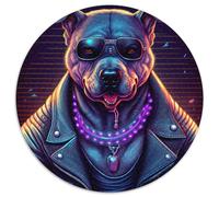 Puzzle da 1000 pezzi per adulti, puzzle rotondi in cartone, Dog Boss, interazione familiare e sfida mentale, sfida di attività per famiglie (67,5x67,5 cm)