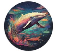Puzzle da 1000 pezzi per adulti, puzzle rotondo in cartone colorato raffigurante una balena, sviluppa la coordinazione occhio-mano, perfetto come regalo di compleanno (67,5x67,5 cm)