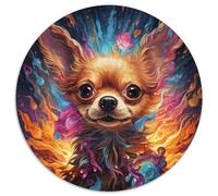 Puzzle da 1000 pezzi per adulti, puzzle rotondo psichedelico a forma di chihuahua, rompicapo fai da te, perfetto gioco per famiglie o regalo decorativo (67,5x67,5 cm)