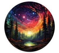 Puzzle da 1000 pezzi per adulti, puzzle rotondo stelle brillanti nella foresta, per adulti e bambini dai 12 anni in su. Puzzle di cartone per la decorazione della casa. Dimensioni: 67,5 x 67,5 cm.