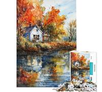 Puzzle da 1000 pezzi per adulti puzzle rustico autunnale gioco pratico antistress regalo di Natale o compleanno (dimensioni 38x26cm)