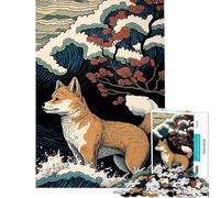 Puzzle da 1000 pezzi per adulti puzzle Shiba Inu Ukiyo E Giappone puzzle per adolescenti giochi rilassanti decorazione per la casa attività divertenti da fare a casa (dimensioni 50x75cm)