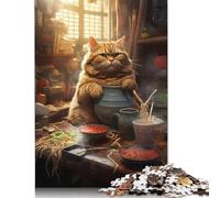 Puzzle da 1000 pezzi per adulti, puzzle standard, Fat Cat, noodles, ramen, cibo, decorazione per la famiglia, giocattolo educativo, gioco da 1000 pezzi (75x50 cm)