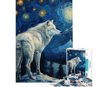 Puzzle da 1000 pezzi per adulti puzzle Starlit White Wolf puzzle per adolescenti gioco rompicapo un'opera d'arte gioco stimolante regalo (dimensioni 38x26cm)