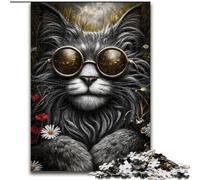 Puzzle da 1000 pezzi per adulti, puzzle Steampunk Cat in legno, regalo perfetto per genitori, amanti e amici - età 14+, dimensioni 50X75CM