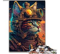Puzzle da 1000 pezzi per adulti, puzzle Steampunk Cat per adulti, dimensioni 26x38cm, regalo per uomini e donne, per occasioni quotidiane e speciali.