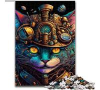 Puzzle da 1000 pezzi per adulti, puzzle Steampunk Cat per adulti, Halloween, Pasqua, Capodanno, dimensioni: 38x26cm