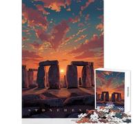 Puzzle da 1000 pezzi per adulti puzzle Stonehenge al tramonto pixel art giocattoli antistress regali di Babbo Natale segreto gioco educativo adatto per la decorazione del desktop dimensioni 38x52cm