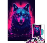 Puzzle da 1000 pezzi per adulti puzzle Synthwave Lupo puzzle da 1000 pezzi giocattolo educativo regalo di compleanno compleanno e altri regali (50x75cm)