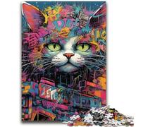 Puzzle da 1000 pezzi per adulti, puzzle Techno Cat per adolescenti, design vivace e unico, esperienza di gioco rilassante e stimolante, 38x26cm