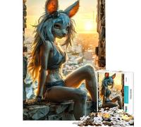 Puzzle da 1000 pezzi per adulti puzzle "Tramonto con volpe tra le rovine" puzzle da 1000 pezzi decorazione per la casa giocattoli regali per donne regali per amici e familiari (38x52cm)