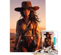 Puzzle da 1000 pezzi per adulti puzzle "Tramonto e Pistolero" gioco da 1000 pezzi decorazione da parete regalo di compleanno gioco stimolante (38x26cm)