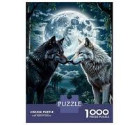 Puzzle Da 1000 Pezzi Per Adulti Puzzle Two Wolf in Forest Moon Puzzle Per Adulti Giochi Rilassanti Analisi E Logica Divertimento A Casa Attività, 52x38cm/1000pcs