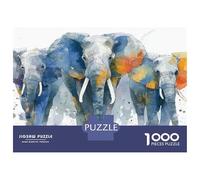 Puzzle Da 1000 Pezzi Per Adulti Puzzle Watercolor Elephant Art Print Per Adulti Gioco Pratico Analisi E Logica Giochi Stimolanti Regali 38x26cm/1000pcs