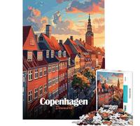 Puzzle da 1000 pezzi per adulti raffigurante Copenaghen Danimarca un paesaggio urbano Gioco stimolante ed educativo ideale come decorazione murale o come regalo (Dimensioni 50x75cm)