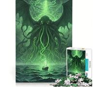 Puzzle da 1000 pezzi per adulti raffigurante Cthulhu che si risveglia con la sua nave, gioco per famiglie, rilassante e stimolante per la mente, collezione d'artista, belle arti 38x26cm