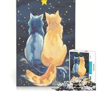 Puzzle da 1000 pezzi per adulti raffigurante due gatti che guardano una stella un gioco impossibile ideale per divertirsi in famiglia compleanno e Natale 38x52cm