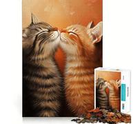 Puzzle da 1000 pezzi per adulti raffigurante due gatti che si baciano Pezzi ben definiti Gioco di abilità mentale, divertente e rilassante, con scena natalizia (50x75cm)
