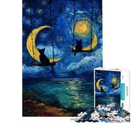 Puzzle da 1000 pezzi per adulti raffigurante gatti su altalene lunari un quadro per ragazzi un gioco divertente da assemblare compleanni e Natale (dimensioni 50x75cm)