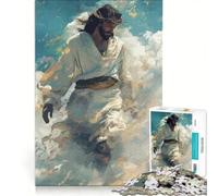 Puzzle da 1000 pezzi per adulti raffigurante Gesù Cristo tra le nuvole gioco rilassante taglio di precisione ideale come decorazione da scrivania 50x75cm