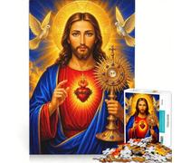 Puzzle da 1000 pezzi per adulti raffigurante Gesù e l'Eucaristia gioco rilassante taglio di precisione ideale come decorazione da scrivania 50x75cm