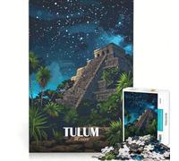 Puzzle da 1000 pezzi per adulti raffigurante il cielo notturno di Tulum Messico e una piramide gioco educativo per divertimento in famiglia collezione d'artista opera d'arte 38x52cm