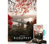 Puzzle da 1000 pezzi per adulti,raffigurante il Danubio e il fiume Budapest,con dettagli nitidi,un gioco di concentrazione,un regalo perfetto per i momenti di relax e un'ambientazione natalizia
