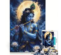 Puzzle da 1000 pezzi per adulti raffigurante il divino Krishna al chiaro di luna Un gioco rompicapo divertente per ridurre lo stress Ogni pezzo è unico 38x52cm