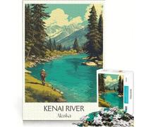 Puzzle da 1000 pezzi per adulti, raffigurante il fiume Kenai in Alaska, un gioco pratico e divertente da fare a casa, con un design accattivante 38x52cm