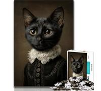 Puzzle da 1000 pezzi per adulti raffigurante il gatto nero nobile, gioco educativo divertente e umoristico per compleanni, difficile da completare (38x26cm)