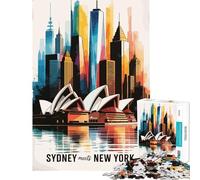Puzzle da 1000 pezzi per adulti raffigurante il paesaggio urbano di Sydney e New York Gioco pratico e stimolante un'opera d'arte da regalare per compleanno (dimensioni 50x75cm)