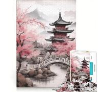 Puzzle da 1000 pezzi per adulti raffigurante il Ponte dei Ciliegi Fuji in Giappone, gioco rompicapo, decorazione da parete, lista dei desideri con Babbo Natale 50x75cm