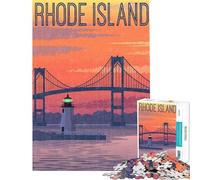 Puzzle da 1000 pezzi per adulti raffigurante il ponte del Rhode Island e il faro un gioco educativo e stimolante ideale come regalo di compleanno (dimensioni 75x50cm)