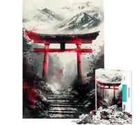 Puzzle da 1000 pezzi per adulti raffigurante il portale Torii giapponese con inchiostro Difficile e stimolante un'opera d'arte Gioco educativo adatto a persone dai 14 anni in su (38x26cm)
